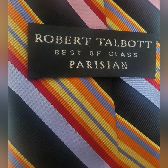 Robert Talbott Tie Duo of Luxe Vibrant Neckties 1 Stripe 1 Geometric Black/Pink - Picture 7 of 10